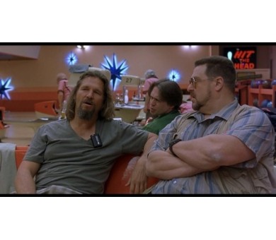 Jeff Bridges (left) as Jeffrey Lebowski aka The Dude, Steve Buscemi (center) as Donny Kerabatsos and John Goodman as Walter Sobchak in "The Big Lebows