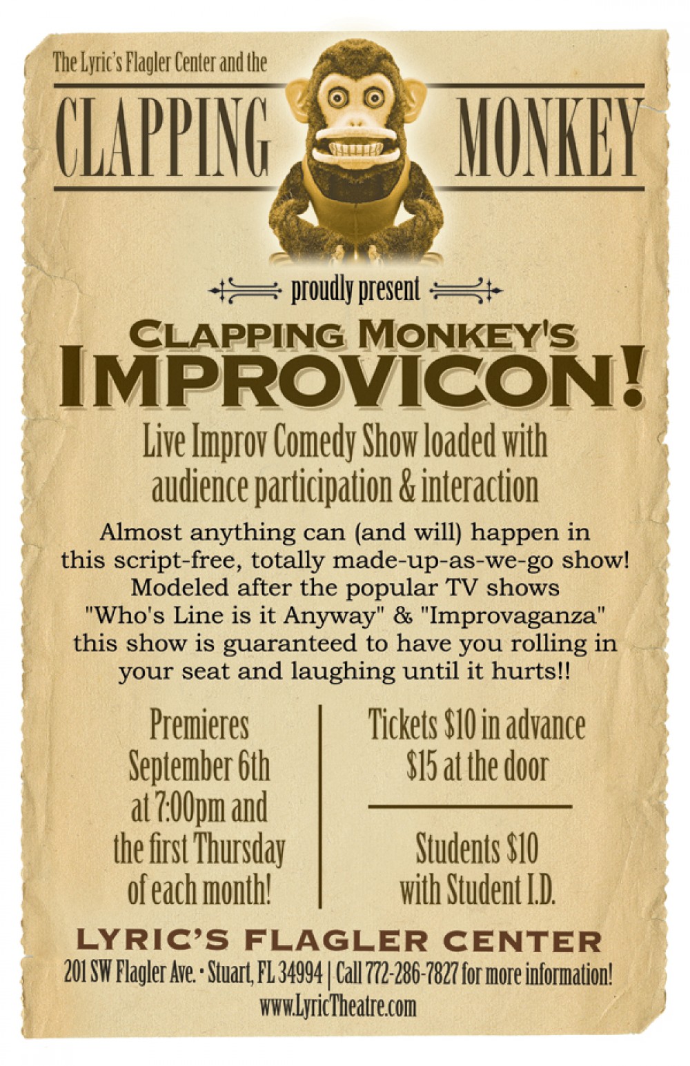 Clapping Monkey Improv Shows Tabloid Poster.jpg