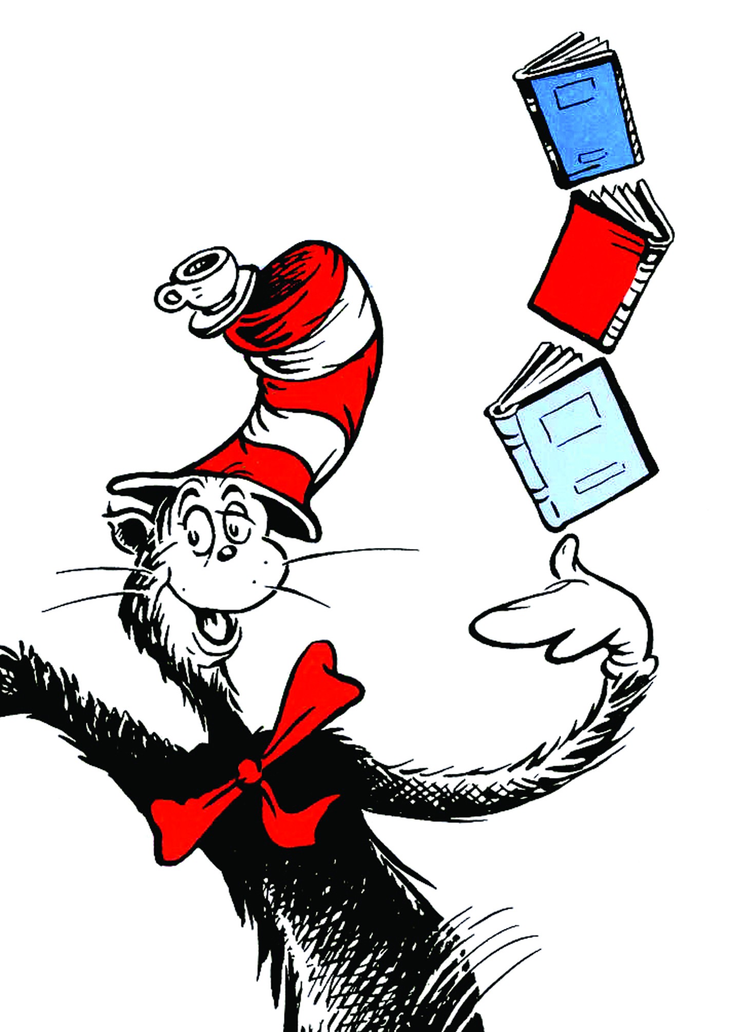 cat in the hat reading a book